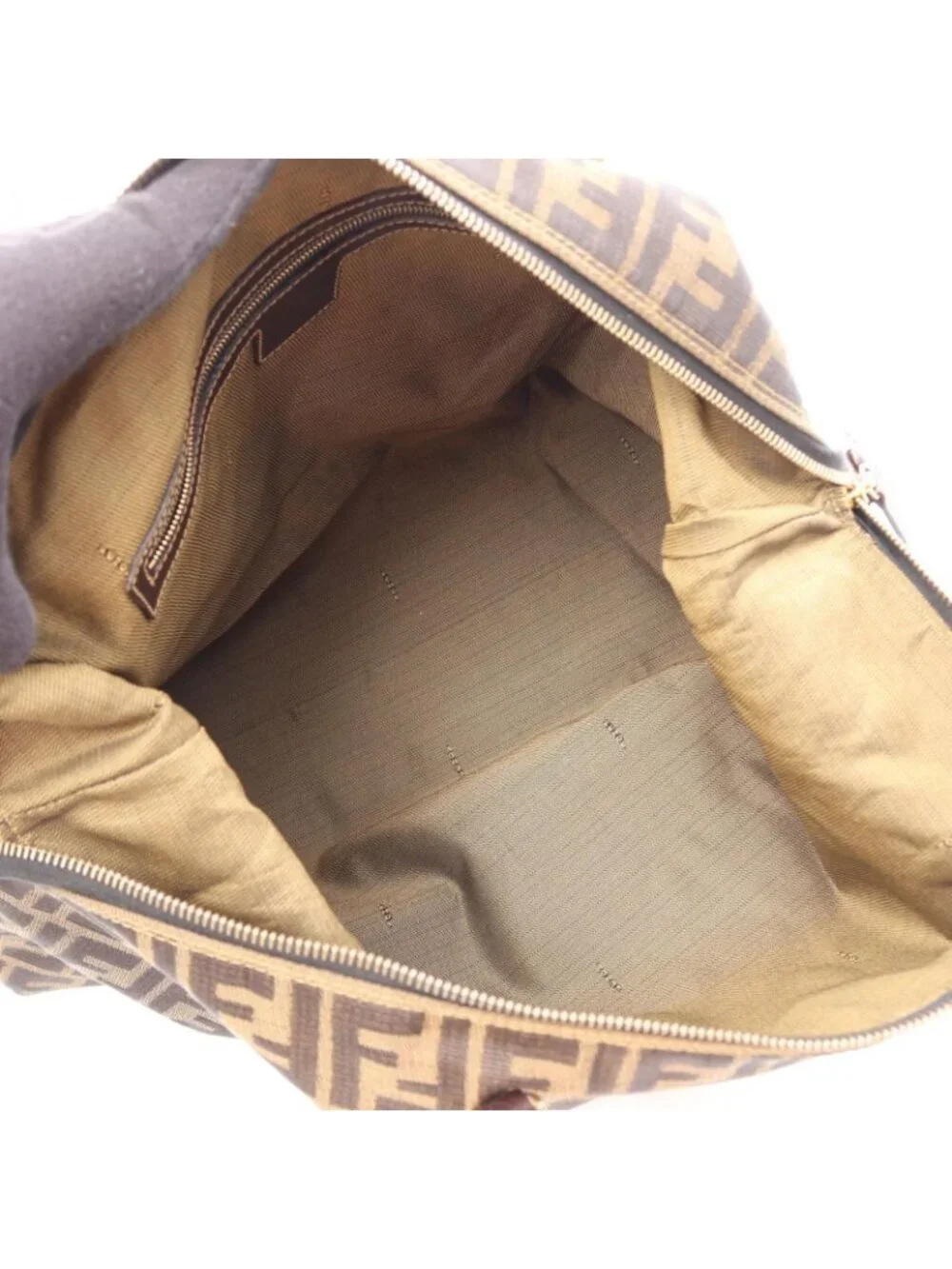 Fendi Tote Zucca Brown Black Canvas Leather